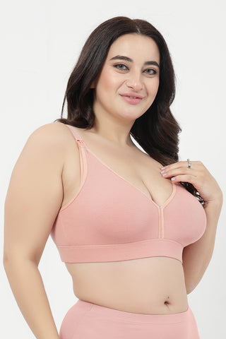 Lira Ribbed Cotton Nursing Padded Bra - Rose Gold