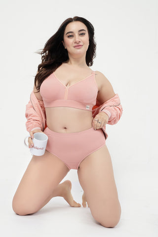 Lira Ribbed Cotton Nursing Padded Bra - Rose Gold