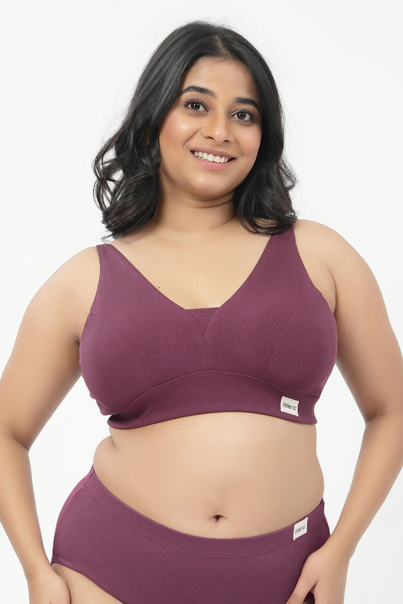 Sera Fine-Rib Bra - Dark Berry