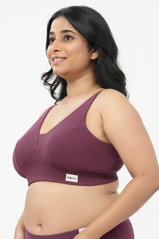 Sera Fine-Rib Bra - Dark Berry
