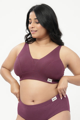 Sera Fine-Rib Bra - Dark Berry