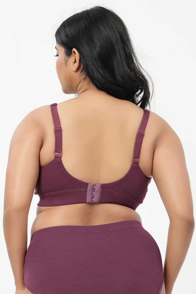 Sera Fine-Rib Bra - Dark Berry