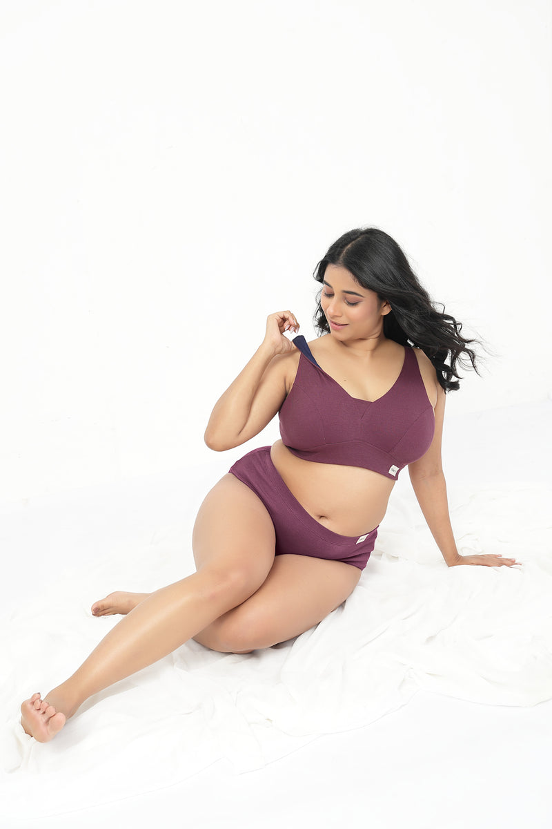 Sera Fine-Rib Bra - Dark Berry