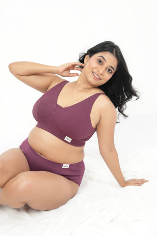 Sera Fine-Rib Bra - Dark Berry