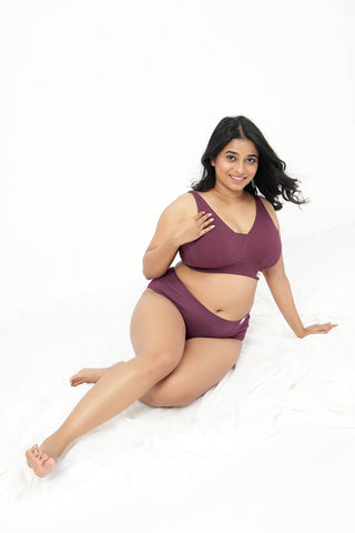 Sera Fine-Rib Bra Pack Of 2 - (Dark Berry & Pink)