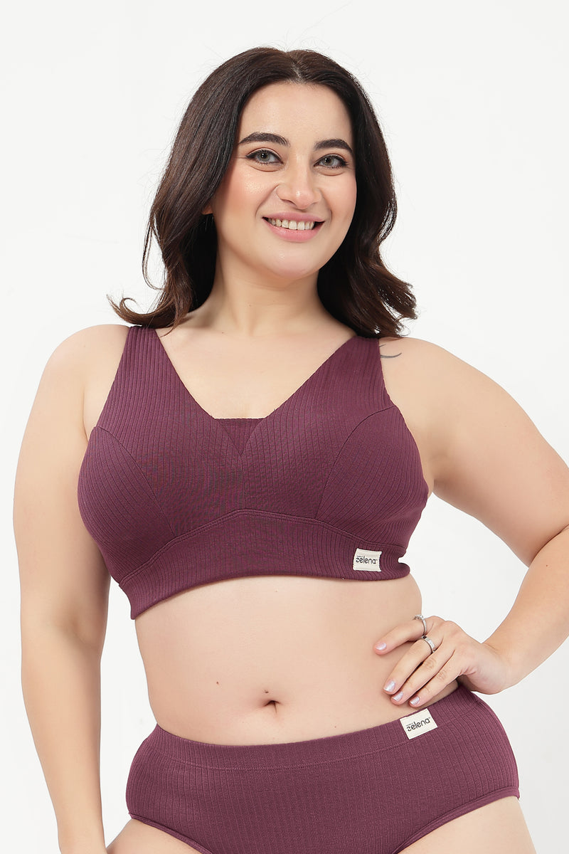 Sera Broad-Rib Bra - Dark Berry