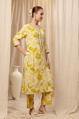 Zipless Feeding Kurta-Pant Set - Mustard Yellow