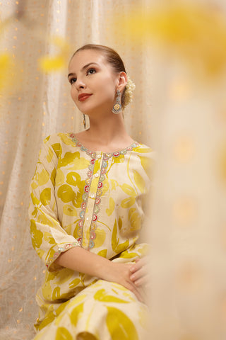 Zipless Feeding Kurta-Pant Set - Mustard Yellow