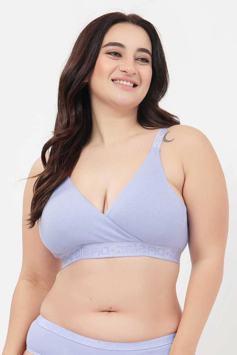 Zena Fine-Rib Bra - Soft Blue