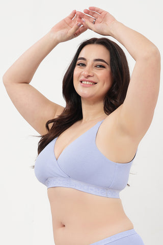 Zena Fine-Rib Bra - Soft Blue