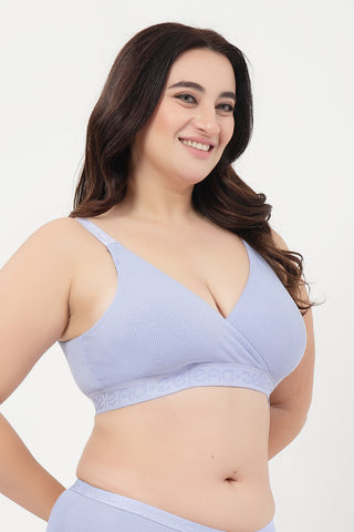 Zena Fine-Rib Bra - Soft Blue