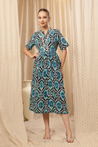 House of Zelena Mehr – The Festive Zipless Feeding Lapel Dress- Multi - Trusted by Mothers for Quality