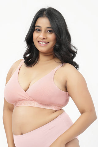 Zena Fine-Rib Bra - Rose Gold