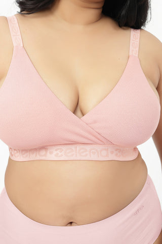 Zena Fine-Rib Bra - Rose Gold