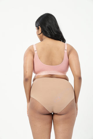 Zena Fine-Rib Bra & Pregnancy Panty - (Rose Gold & Skin)