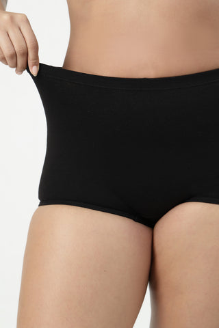 Cotton High Rise Boy Short - Black