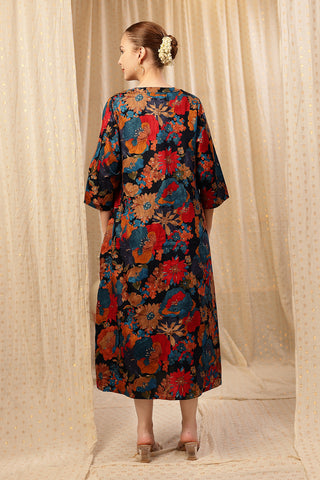 Close Up of Soft Fabric Detail on Laila – The Jewel-Tone Feeding Jacket Dress Set