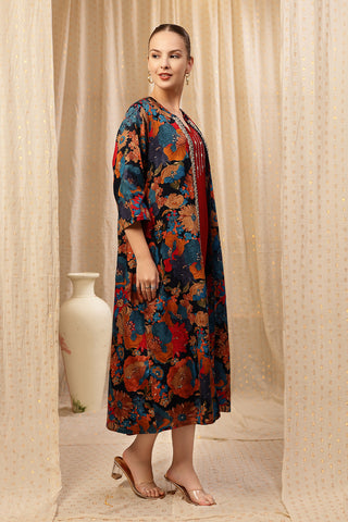 Detail of Hidden Feeding Zips & Pockets on Laila – The Jewel-Tone Feeding Jacket Dress Set for Breastfeeding