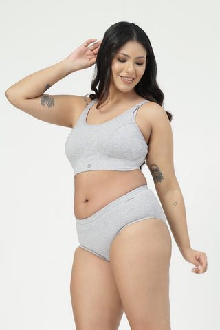 SecureFit Cotton Non-Padded Feeding Bra - Grey Melange