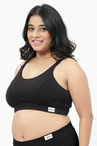 Riva Fine-Rib Cotton Feeding Bra - Black