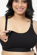 Riva Fine-Rib Cotton Feeding Bra - Black
