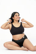 Riva Fine-Rib Cotton Feeding Bra - Black