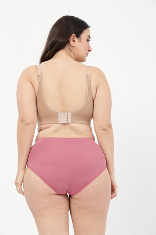 Riva Fine-Rib Cotton Feeding Bra & Mid Rise Hipster - (Skin & Blush)