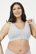 SecureFit Cotton Fixed-Pad Bra - Grey Melange