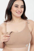 Riva Fine-Rib Cotton Feeding Bra - Skin