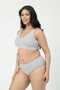 SecureFit Cotton Fixed-Pad Bra - Grey Melange