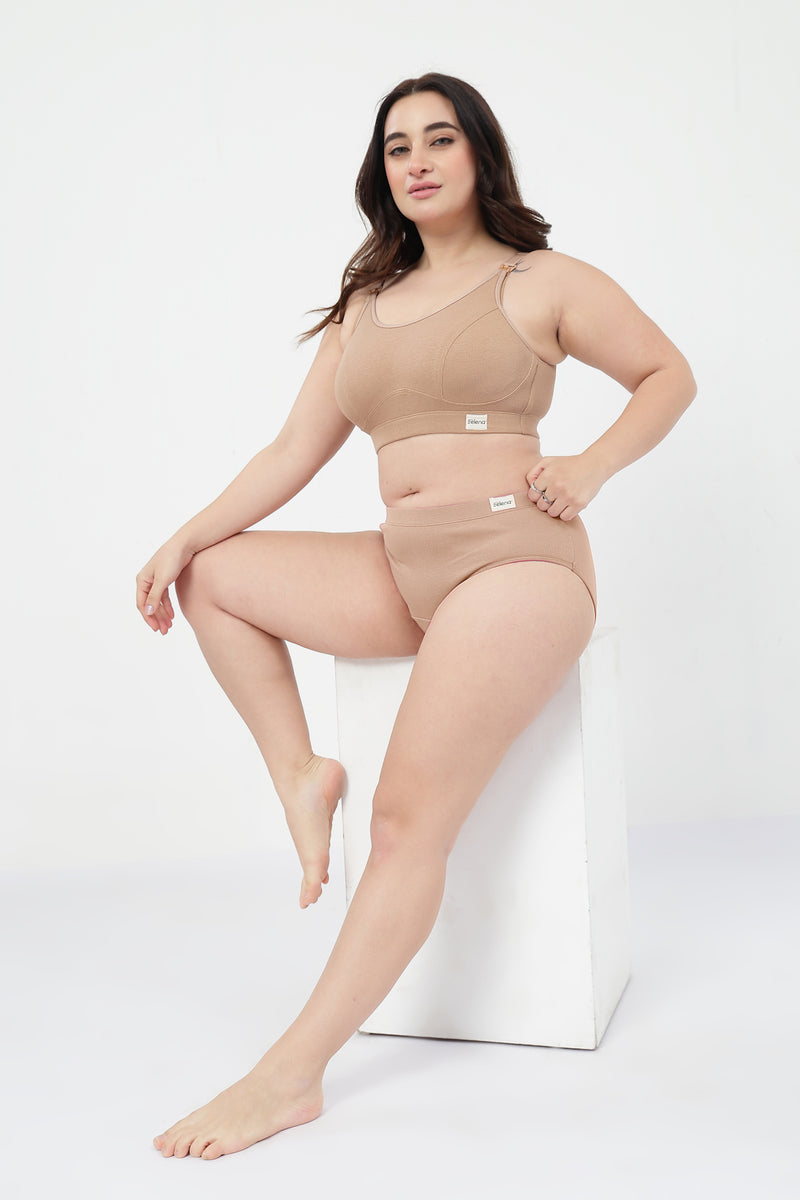 Riva Fine-Rib Cotton Feeding Bra - Skin