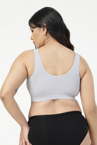 247 (Upgraded) Silver Grey Modal Padded Maternity Feeding Bra