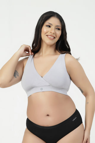 247 (Upgraded) Silver Grey Modal Padded Maternity Feeding Bra