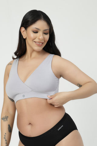 247 (Upgraded) Silver Grey Modal Padded Maternity Feeding Bra