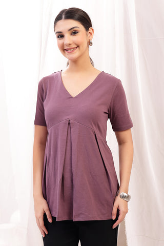 https://houseofzelena.com/products/pleated-cotton-maternity-nursing-top-rosewood