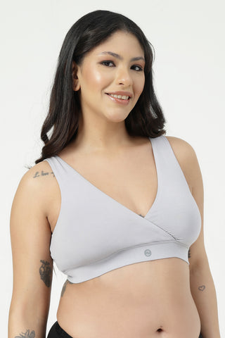 247 (Upgraded) Silver Grey Modal Padded Maternity Feeding Bra