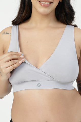247 (Upgraded) Silver Grey Modal Padded Maternity Feeding Bra