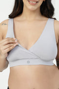 247 (Upgraded) Silver Grey Modal Padded Maternity Feeding Bra