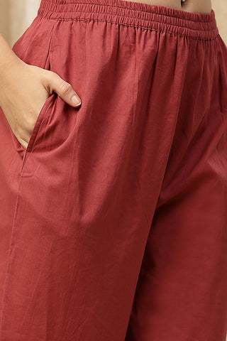 Comfort-focused image of the Embroidered Floral Cotton Cotton Kurta Set, designed for style through pregnancy and postpartum.