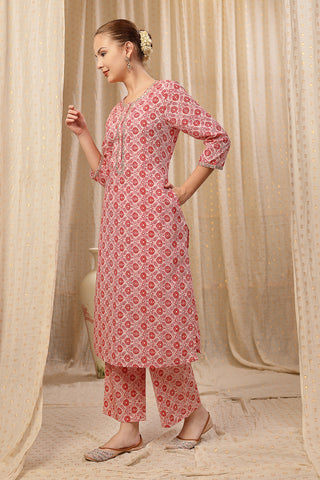 Zipless Feeding Kurta-Pant Set - Pink