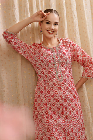 Zipless Feeding Kurta-Pant Set - Pink