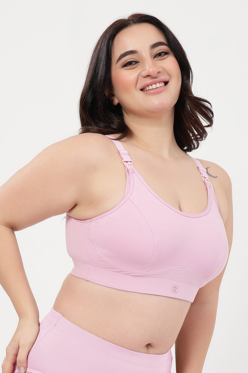 SecureFit Cotton Non-Padded Feeding Bra - Baby Pink