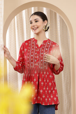 Maternity Zipless Feeding Peplum Top - Rust in rust made with soft Cotton fabric.