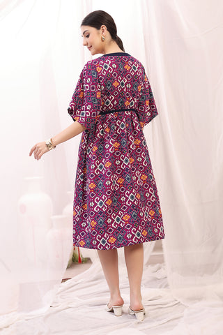 Close Up of Rayon Fabric Detail on Floral Printed Zipless Feeding Shirtdress