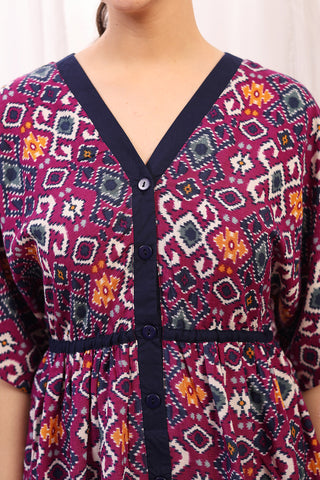 Soft Rayon Texture of Floral Printed Zipless Feeding Shirtdress - Breathable & Comfy