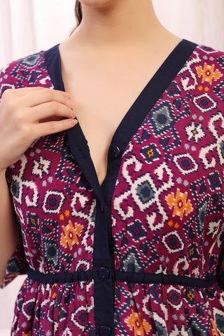 Side Profile of Multi Nursing Dress showing Feeding Zips & Pockets & Fit