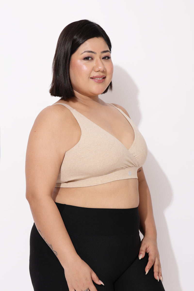 247 Extra Support Cotton Feeding Bra with Adjuster - Melange Beige