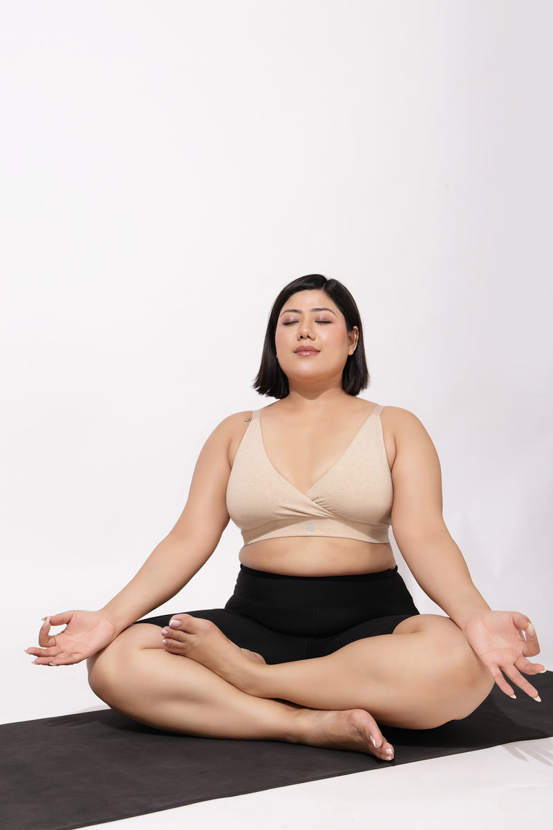 247 Extra Support Cotton Feeding Bra with Adjuster - Melange Beige