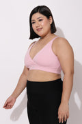 247 Extra Support Cotton Feeding Bra with Adjuster - Melange Pink