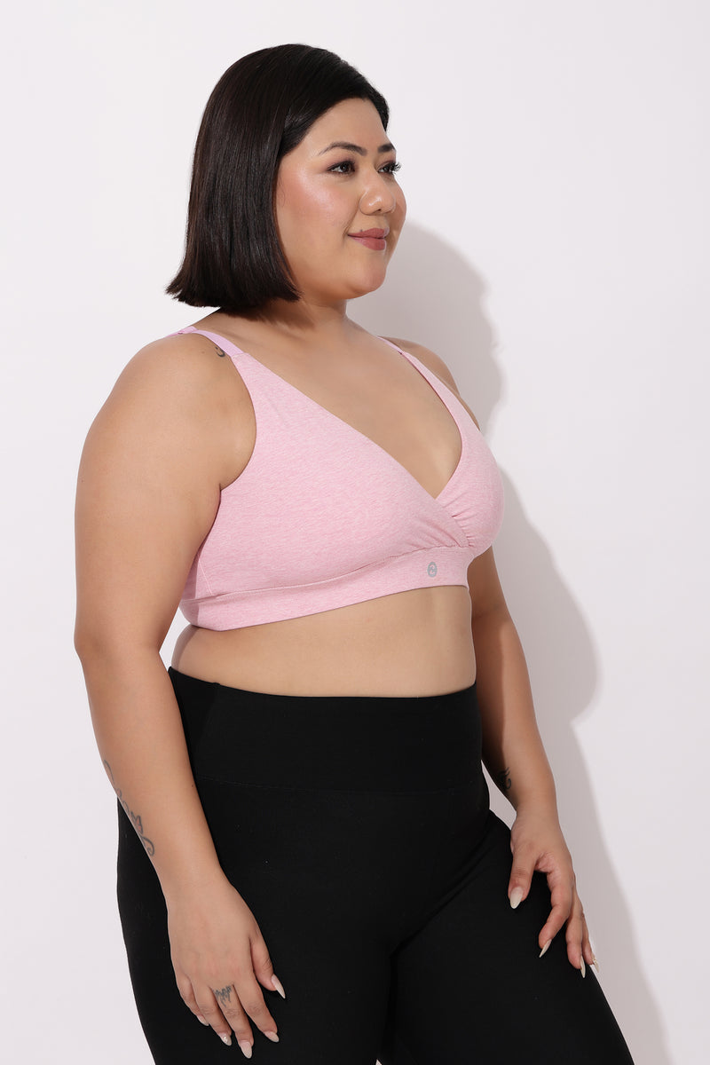 247 Extra Support Cotton Feeding Bra with Adjuster - Melange Pink